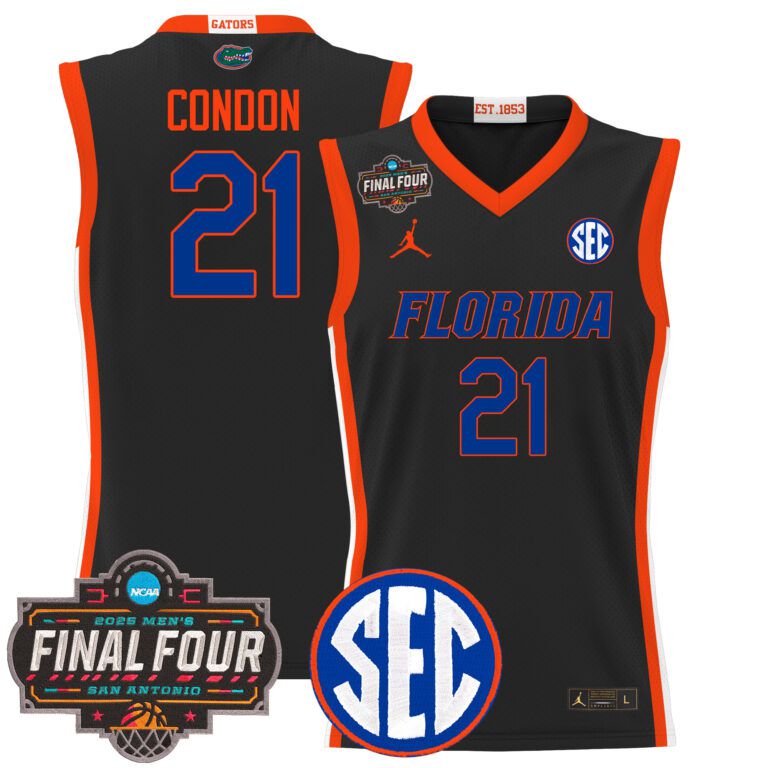 Men Florida Gators #21 Condon black 2025 Final Four Patch NCAA Jersey style 2->ncaa teams->NCAA Jersey